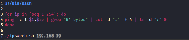 Script som pinger ip adresser på et subnet. 